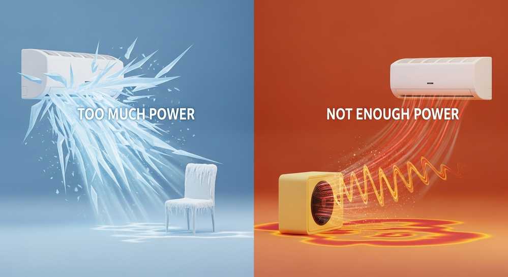 Phòng 10m2 lắp điều hòa bao nhiêu btu là chuẩn chuyên gia 2 Hậu quả khi chọn sai công suất và lời khuyên