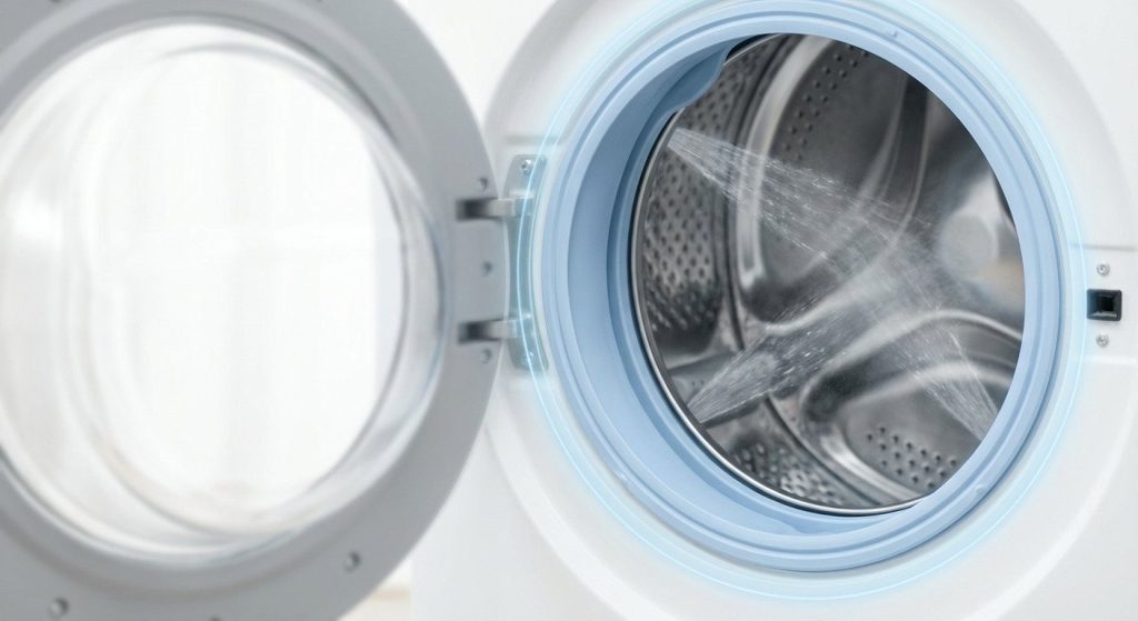 Công nghệ giặt Smart Dual Spray trên máy giặt Aqua: Tự động làm sạch mặt trong cửa 2 công nghệ giặt Smart Dual Spray trên máy giặt Aqua