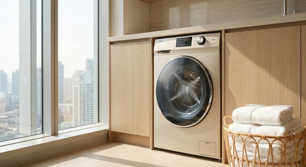 Công nghệ giặt Smart Dual Spray trên máy giặt Aqua: Tự động làm sạch mặt trong cửa 3 công nghệ giặt Smart Dual Spray trên máy giặt Aqua